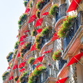 The bright balconies of Hotel Plaza Athénée